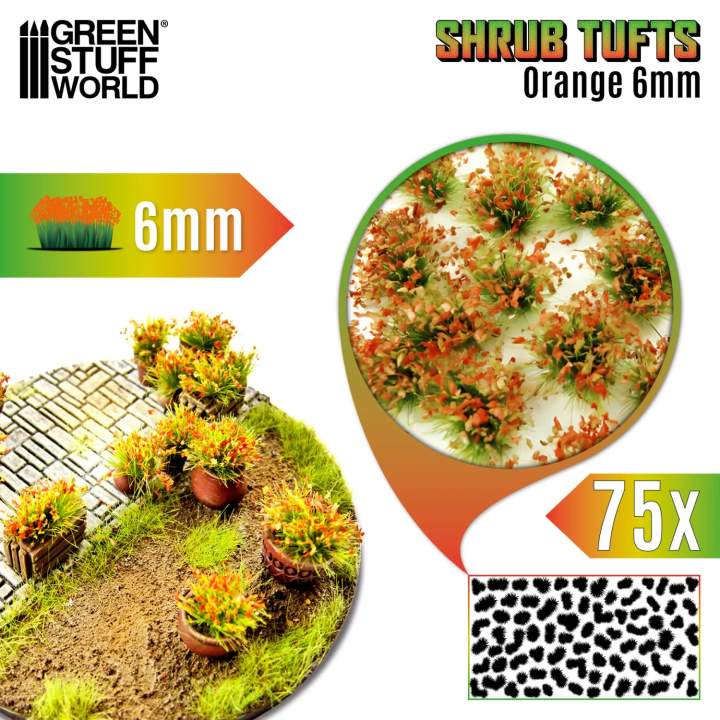 Touffes buissons 6mm Orange Green Stuff World | Défi Jeux