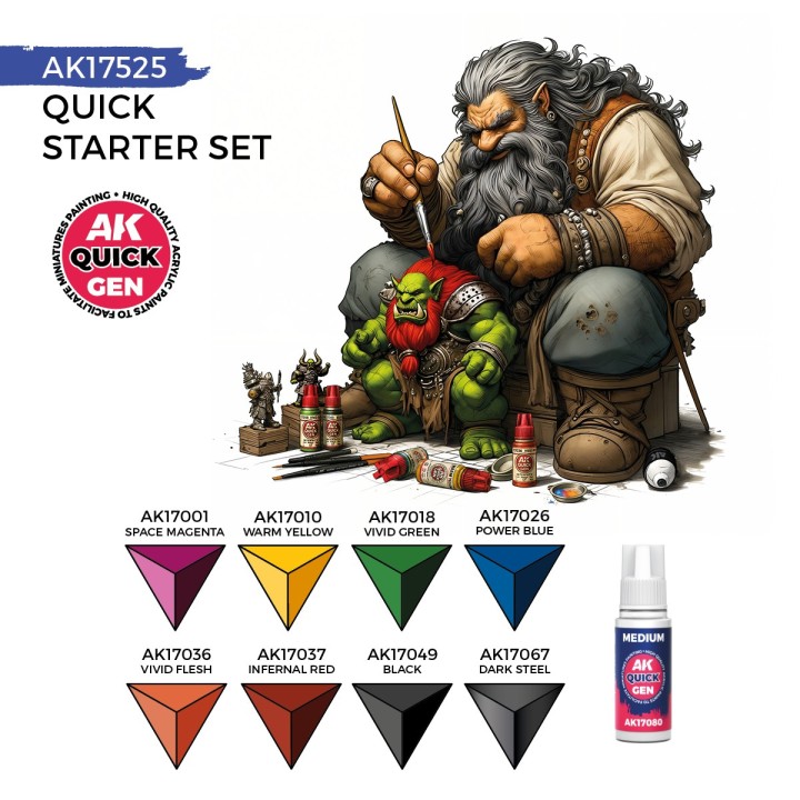QUICK STARTER SET (8 QUICK GEN + 1 MEDIUM + 1 FREE BRUSH)