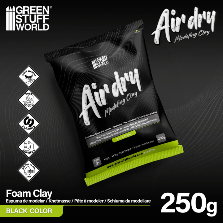 Air Dry Foam Clay 250 g Noire | Défi Jeux