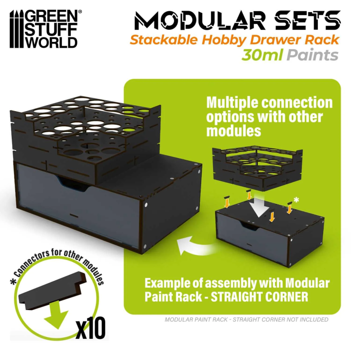 Module rangement peintures 30 ml aimanté Noir | Défi Jeux