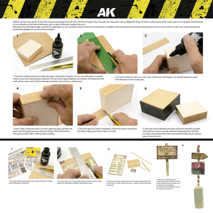 Planches en bois A4 AK8233 pour diorama | Défi Jeux