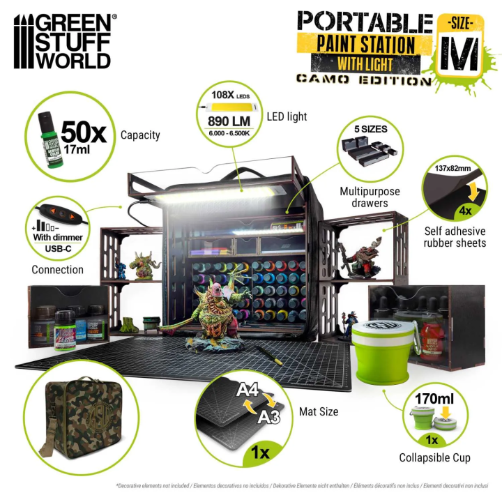Station de peinture portable Camouflage Green Stuff World | Défi Jeux