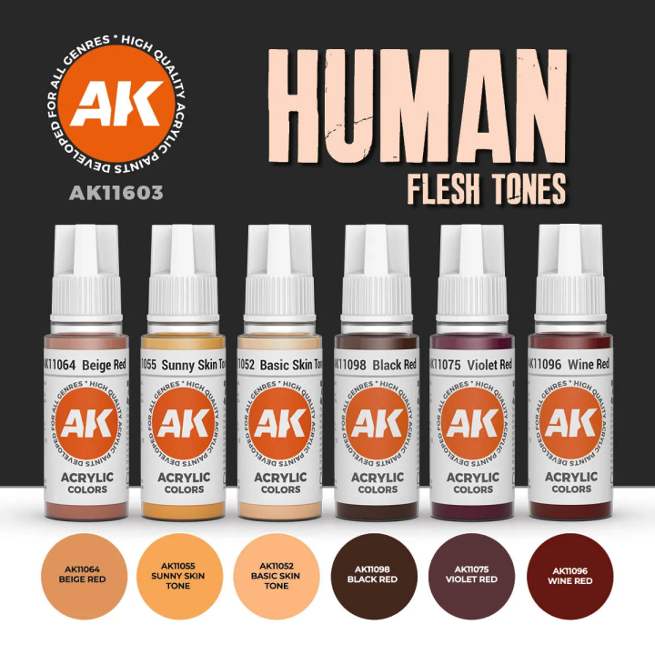 AK11603 Human Flesh Tones – Set 6 peintures 3GEN | Défi Jeux