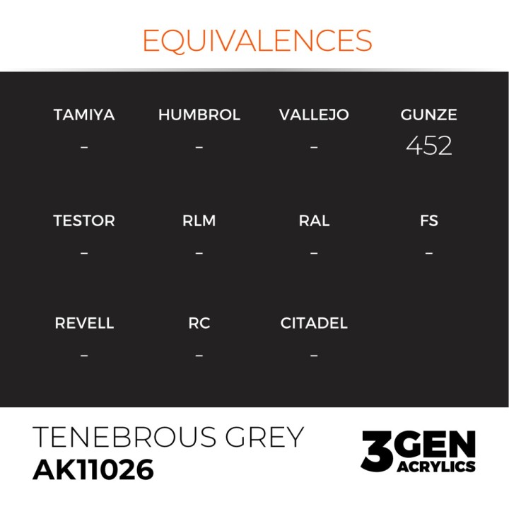 Gris Ténébreux - Tenebrous Grey - Équivalent
