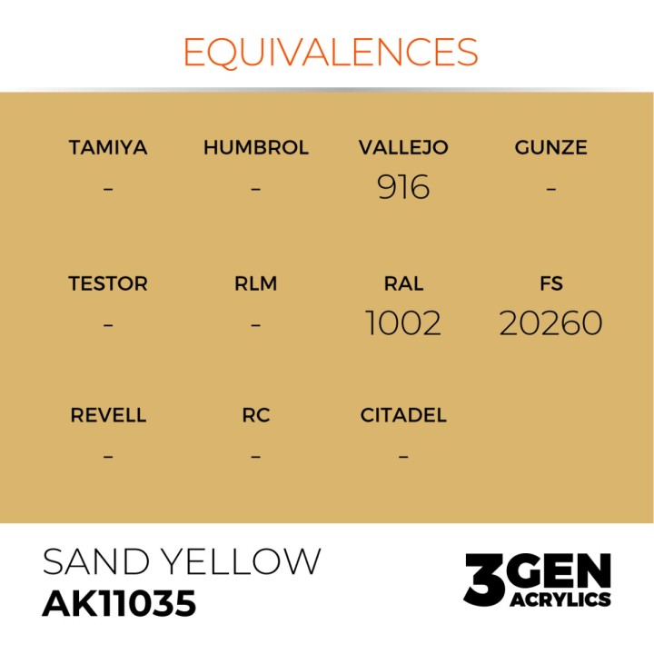 Jaune sable - Sand Yellow - Équivalent
