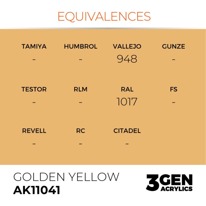 Jaune doré - Golden Yellow - Équivalent