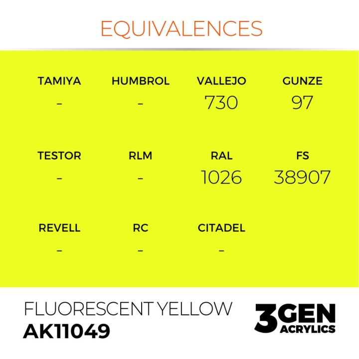 Jaune fluorescent - Fluorescent Yellow - Équivalent