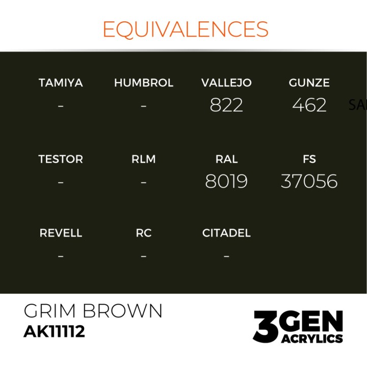 Brun sinistre - Grim Brown - Équivalent