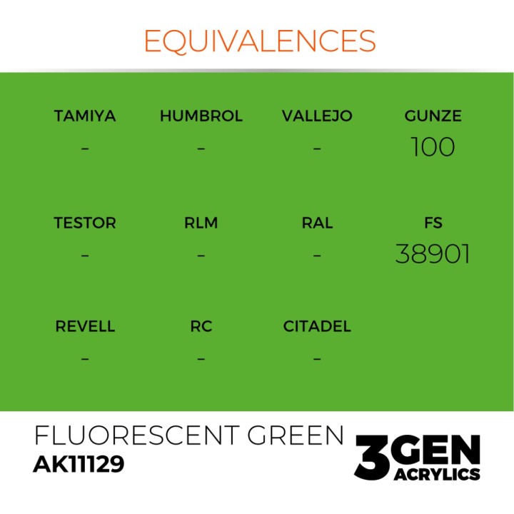Vert fluorescent - Fluorescent green - Équivalent