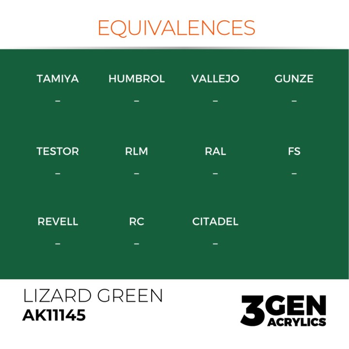 Vert lézard - Lizard Green - Équivalent