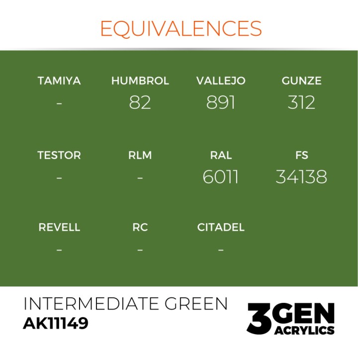Vert intermédiaire - Intermediate Green - Équivalent