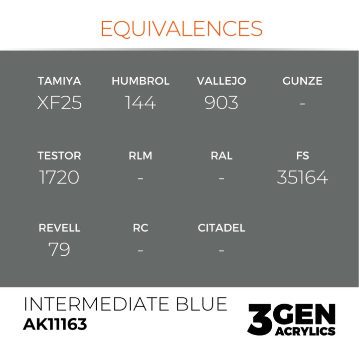 Bleu intermédiaire - Intermediate Blue - Équivalent