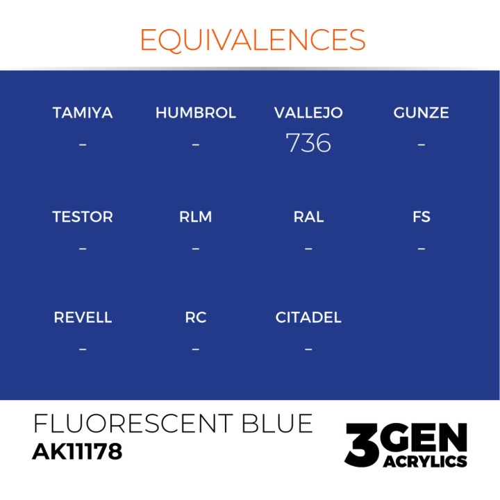 Bleu fluorescent - Fluorescent Blue - Équivalent
